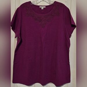 Isaac Mizrahi Deep Purple Embellished Blouse